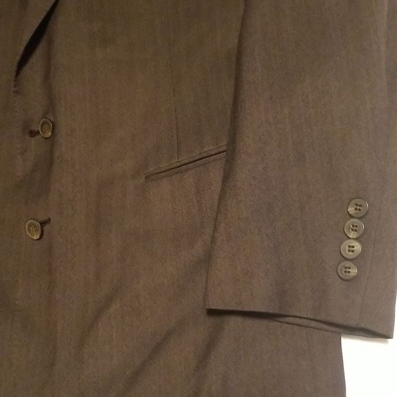 Lanvin Paris Brown Virgin Wool 2 Button Blazer Made In USA 40R Pattern - Picture 5 of 16